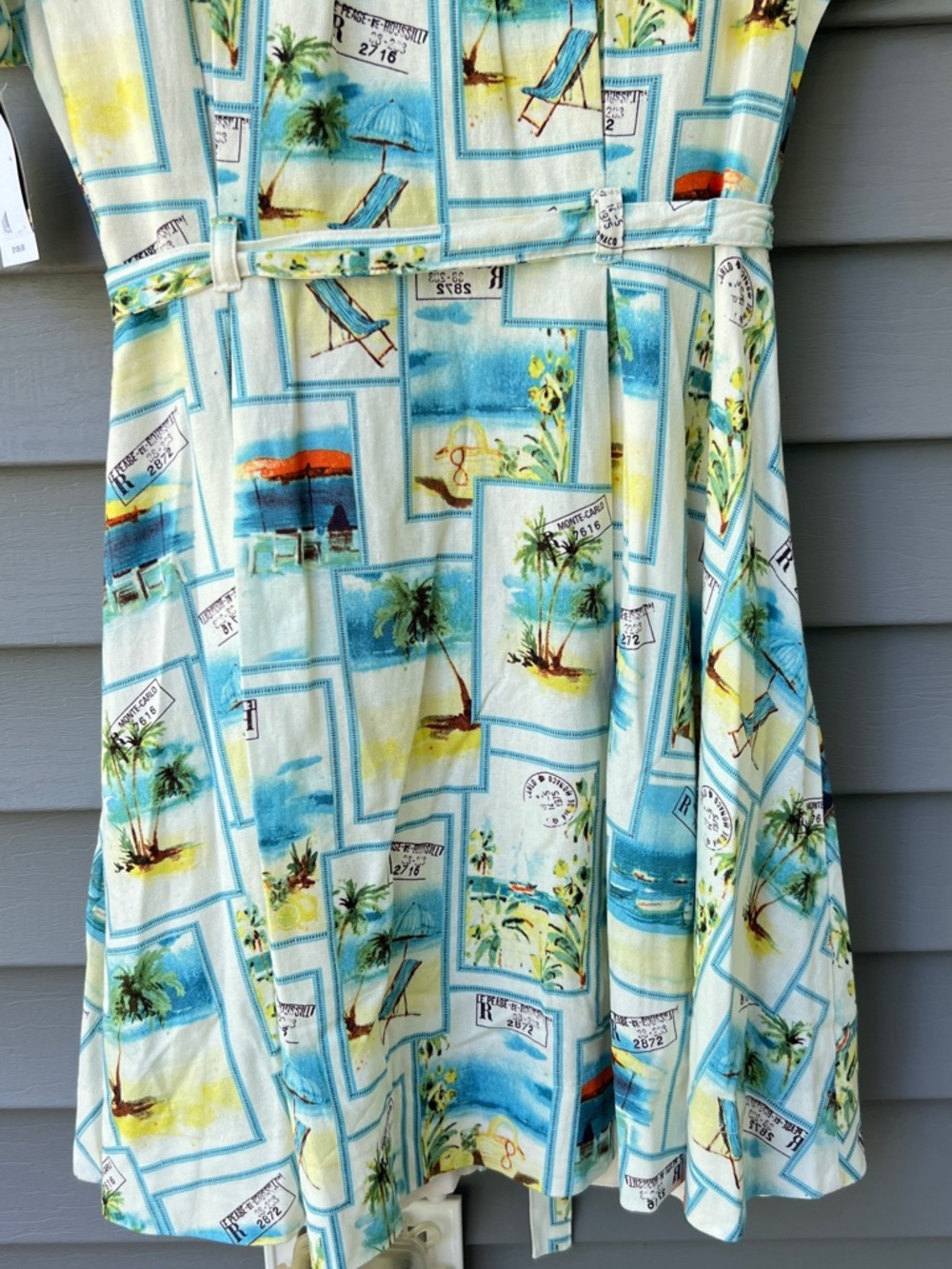 Taylor Fit & Flare Linen Blend Dress Size 14 (Large) Belt Waist Pockets Resort - Picture 8 of 16